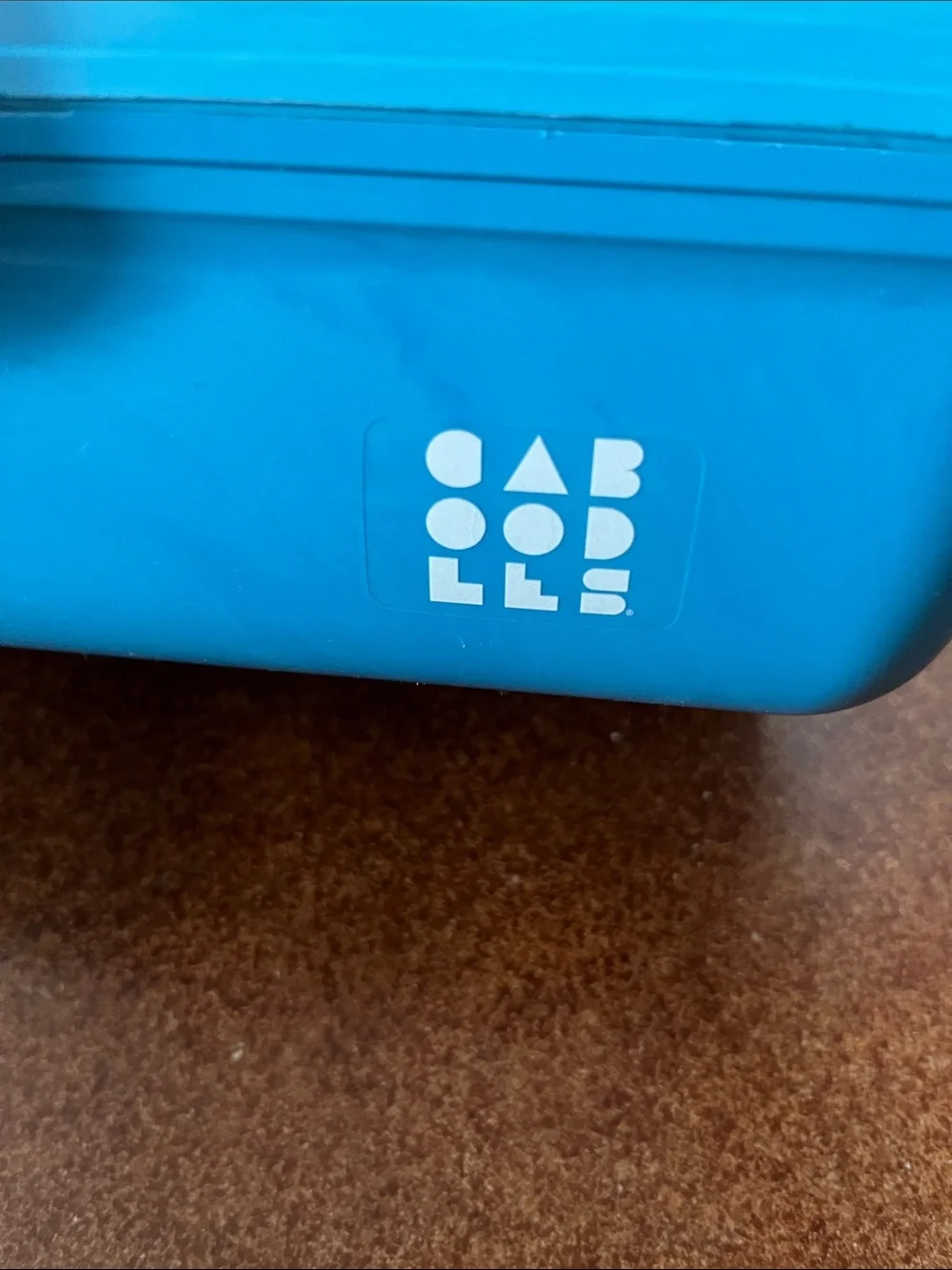 Vintage Blue Caboodle Portable Makeup Carry Case with White Handle
